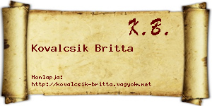Kovalcsik Britta névjegykártya